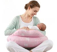 SHANNA Cuscino Allattamento - Multifunzionale Cuscino per Allattamento Forma Ergonomica, Rivestimento in 100% Cotone, Fodera Removibile, Cuscino Maternità per Allattamento Lavabile (Orsi Rosa)