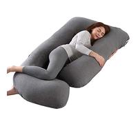 SHANNA Cuscino gravidanza per dormire, Cuscino allattamento e gravidanza, grande a forma di U e supporto premaman con rivestimento in velluto sostituibile e lavabile (Grigio-Knitted Cotone)