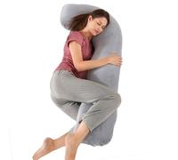 SHANNA Cuscino Gravidanza per Dormire, Cuscino Allattamento Neonato a Forma di J, Morbido Velluto Cuscini per maternità e il Corpo Laterale con Federa Sfoderabile e Lavabile, 125 x 65cm(Grigio Scuro)