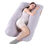 SHANNA Cuscino Gravidanza per Dormire, Cuscino Allattamento Neonato a Forma di U, 100% Cotone Cuscini per maternità e il Corpo Laterale con Federa Sfoderabile e Lavabile, 145 x 70cm(Grigio Chiaro)