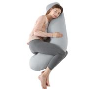 SHANNA Cuscino Gravidanza per Dormire, Cuscino Allattamento Neonato a Forma di U, 100% Cotone Cuscini per maternità e il Corpo Laterale con Federa Sfoderabile e Lavabile