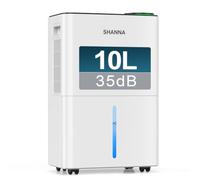 SHANNA Deumidificatore, Deumidificatore Portatile, 10L/24H, Serbatoio 2L, Basso Rumore, Basso Consumo, Sbrinamento Automatico, Blocco Bambini, Design Anti-Goccia, R290, Sost. 1 anno, Gar. 10 anni