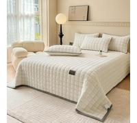 SHANNA Extra Grande Trapunta Copriletto: Copriletto in Velluto di Latte Morbido Coperta Ipoallergenica Ideale come Copriletto 230 X 250 cm con 2 Federe Assortite 50 X 70 cm (Beige)