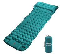 SHANNA Materassino da campeggio per esterni, spessore 8 cm, leggero, con pompa integrata, piccolo ingombro gonfiabile, con cuscino, ultra confortevole, per bikepacking (blu pavone)