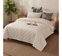 SHANNA Trapunta set 3 pezzi: copriletto trapuntato spesso ultra morbido in microfibra 4 stagioni, 220x240 cm, 2 federe 50x70 cm, ideale per letti kingsize (Bianco Crema-B)