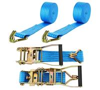 SHANQ 2 set di cinghie a cricchetto resistenti, 5 cmx6 m, cinghia a cricchetto con fibbia a camma, cinghia di ancoraggio regolabile, cinghia con gancio per rimorchio camion,capacità di carico 5000 kg