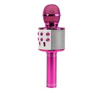 Shanrya Microfono karaoke Bluetooth senza fili, Microfono a Condensatore Bluetooth HiFi Stereo Riduzione del Rumore 100Hz-10KHz per la Trasmissione per Concerti (Rosa)