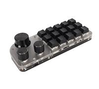 Shanrya Tastiera per PC, Mini Tastiera in Acrilico Bianco Blu ABS Interruttore a 15 Tasti Tre modalità di Connessione Ampiamente Utilizzate per la Musica per i Giochi