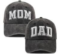 SHANVANKE 2 cappelli da baseball per uomo e donna, divertenti cappelli da baseball per papà e mamma EST 2024 in cotone ricamato 3D per i nuovi genitori, Papà Mamma Nero, Taglia unica