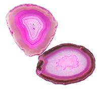 Shanxing, set di 2 sottobicchieri in fette di geode di pietra di agata naturale per bevande, sottobicchieri per tazze in quarzo da 7,6 cm a 9,9 cm #3-Pink
