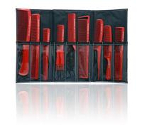 SHANY Cosmetics - Set di 8 pettini professionali con custodia nera, infrangibili, serie Pro, colore rosso, 277,8 g