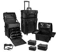SHANY Valigetta per cosmetici a 2 scomparti, morbida, nera, con 3 tasche a rete, 71 cm, Nero corvino, 28x16x11 Inch (Pack of 1)