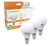 Shanyao 3 lampadine LED sfera G45 55W 510 lumen consumo solo 6W. Attacco E14 non dimmerabile. Luce bianca Calda 3000K