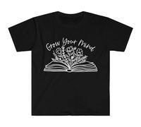 SHANYE ZHENPIN Grow Your Mind T Shirt Book Lover Reading Bookworm Mental Health Teacher Black S