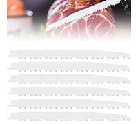 shaojian 6 lame per seghetto alternativo da 22,9 cm, per taglio di alimenti, 5TPI, a denti grandi, in acciaio inox, lame per sega alternativa, multi taglio, per carne congelata, manzo, tacchino, osso,