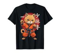 Shaolin Monaco Retro Gatto Arti Marziali Kung Fu Shaolin Cat Maglietta