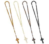 SHAOQINLIN Rosario con perline di legno, 12 pezzi, rosario fatto a mano, 4 colori, rosario in legno con impronta di Cristo Gesù, accessori religiosi, regalo di preghiera cristiana, 12 Pcs, Legno