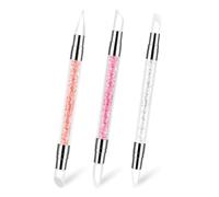 Shaorangrang 3 penne per modellare le unghie, in silicone a doppia testa, con manico in silicone, con manico in acrilico, penna per modellare lo smalto per unghie (bianco, rosa, arancione)