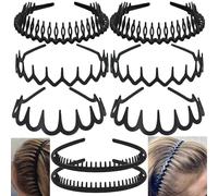Shaorangrang 8 fasce per capelli in plastica antiscivolo alla moda con pettine dentato, accessori neri sottili per capelli, adatti per ragazzi e ragazze adolescenti, nero opaco