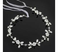 Shaorangrang Accessorio per capelli da ragazza con fiori, elegante copricapo da sposa per ragazze, adatto per matrimoni, compleanni, feste, prima comunione, fotografia (argento)
