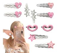Shaorangrang Clip per capelli rosa Galaxy Sparkling Y2K argento a forma di cuore in metallo oscillante gotico clip per capelli, adatta per donne multifunzionali