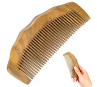 Shaorangrang Pettine in legno da donna, realizzato a mano, in legno di sandalo verde, finemente dentato, antistatico, anti-forfora, pettine per capelli portatile, borsa