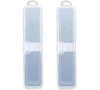 Shaorangrang Portaspazzolino da viaggio in plastica rigida, portatile, per spazzolino da denti e dentifricio, adatto per viaggi, campeggio, casa, scuola, uso aziendale, trasparente, 2 pezzi
