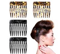 Shaorangrang Set di 4 pettini laterali francesi da donna con capelli fini, per chignon, accessori per matrimoni e appuntamenti