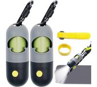 SHAOUMAN Doggy Bag Holder con built-in LED torcia e guinzaglio Chiusura Pet Waste Bags Dispenser con 30 Poo Trash Bags per sacchetti usati (2 Holder 30 Bags,Nero grigio)