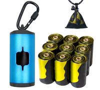 SHAOUMAN Supporto in metallo per sacchetti di cacca per cani Distributore di sacchetti di cacca in alluminio con sacchetto di cacca (Blu, 1 supporto 135 sacchetti)