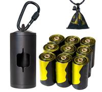 SHAOUMAN Supporto in metallo per sacchetti di cacca per cani Distributore di sacchetti di cacca in alluminio con sacchetto di cacca (Nero, 1 supporto 135 sacchetti)