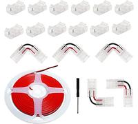 SHAOYAYAZHANG Connettori angolari a 2 pin da 8 mm, senza saldatura, trasparente, con cavo di prolunga da 16,4 m, per strisce 5050 (2p-8)