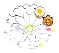 Shape Egg Ring Set - Non Stick Cooking Molds, Multi Form Kitchen Tool for Meal Preparation, Heat Safe with Handy Cleaning Brush, Shaper Kit for Pancakes with Consistent Presentation