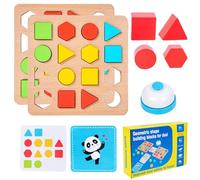 Shape Matching Game Children - Wooden Educational Blocks Toy, Geometry Puzzle Board | Hand Eye Coordination Learning Set with Logical Thinking Development Playset for Preschool Kids Boys Gir