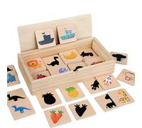 Shape Matching Game, Wooden Shadow Puzzle, Logical Thinking Trainer, Fruit Pattern Recognition, Educational Toy For Preschool Learning, Home Activity, 8.78x4.65x1.69 In1 Set