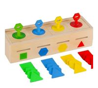 Shape Sorter, Wooden Educational Toy, Colorful Shape Sorting Lock Box, 8.66x2.76x1.97 Inches Sensory Development Game, Compact Puzzle for Classroom, Daycare, Homeschool, Travel