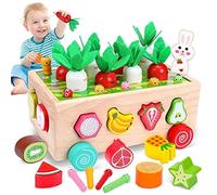 Shape Sorting Toy Farm, Wooden Orchard Pulling Car, Fruit Matching Sorting Cart, Preschool Fine Motor Skill Learning Toys For 1 2 3 Year Old Kids, Pull Along Cart