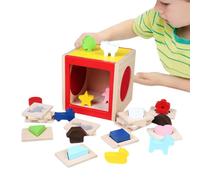 Shape Sorting Toy, Wooden Sensory Shape Sorter Table Game, Interactive Preschool Educational Learning Toy for, Children, Boys, and Girls, 5.91x6.1x6.3 inches