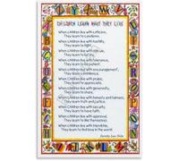 Shape the Atmosphere Learn What They Live Poem Canvas a Foundational Print for Conscious Living Spaces(Unframed,16x24inch(40x60cm))