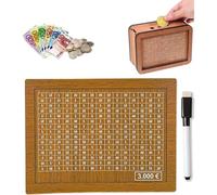 SHAPEPOTY Salvadanaio in Legno, Salvadanaio per Bambini con Obiettivo di Risparmio e Numeri da Spuntare, Salvadanaio con Contatore per Aiutare i Bambini a Costruire L'abitudine al Risparmio (3000€)