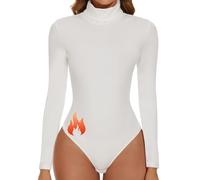 SHAPERIN Body Termico Donna Collo Alto Manica Lunga Aderente Bodysuits Tops Turtle Neck Body Suit Elegante Bianco-Termico L