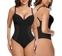 SHAPERIN Donna Body Modellante con Reggiseno Integrato Shapewear Bodysuit Guaina Contenitiva Senza Schienale Body Snellente Nero XXL