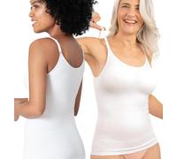SHAPERMINT Canottiera modellante da donna, con scollo rotondo, modellante per il controllo della pancia, canottiera da donna, Confezione da 2, bianco, Large