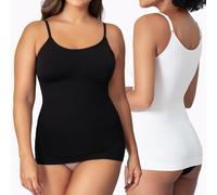 SHAPERMINT Canottiera modellante da donna, con scollo rotondo, modellante per il controllo della pancia, canottiera da donna, Confezione da 2, nero/bianco, Small
