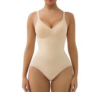 SHAPERX Body Contenitivo Modellante Senza Cuciture - Guaina Snellente con Controllo della Pancia e Coppe Estraibili, UK-SZ5433-Beige-XS