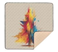 Shapes Splatter - Tappetino da gioco imbottito con albero di Natale, per interni ed esterni, portatile, per neonati, neonati, neonati, bambini, 127 x 127 cm