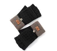 ShapeW Guanti convertibili invernali mezze dita guanti elastici senza dita con copertura a manopola per uomo design blocco colore, Nero , Taglia unica