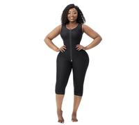 Shapewear - Tuta da donna a compressione dopo addominoplastica, controllo addominale, senza cuciture, per il corpo, senza maniche, con chiusura lampo, O nero., XS