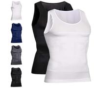 Shaping Tank Men,2025 New Breathable Invisible Compression Shirts Shaper Vest for Men Build Perfect Body (2-PCS-A,S)