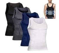 Shaping Tank Men,2025 New Breathable Invisible Compression Shirts Shaper Vest for Men Build Perfect Body (4-PCS-A,S)